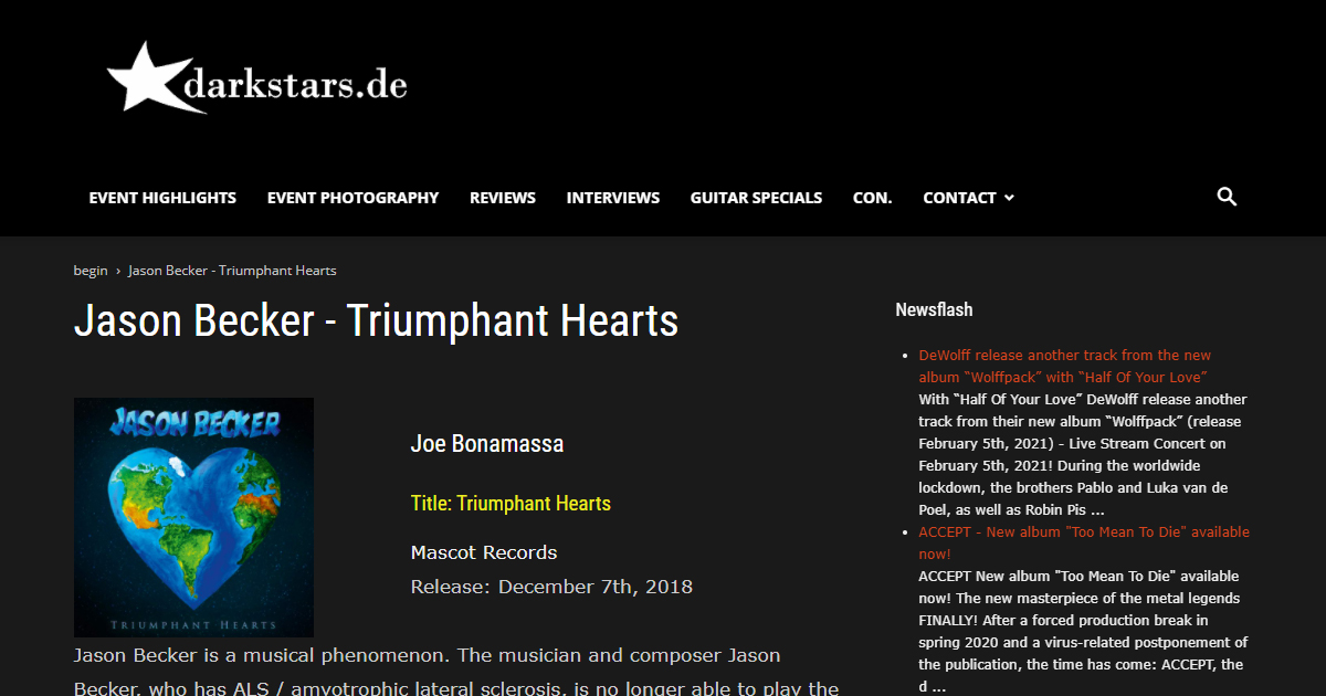 Read Darkstars.de Review of Triumphant Hearts