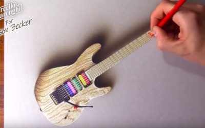 Jason Becker Guitar Drawing by Marcello Barenghi